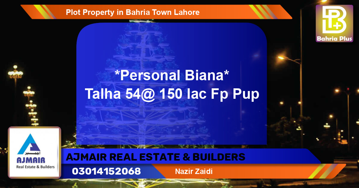 Residential Plot for Sale in Bahria Town, Lahore - (BP-81678)
