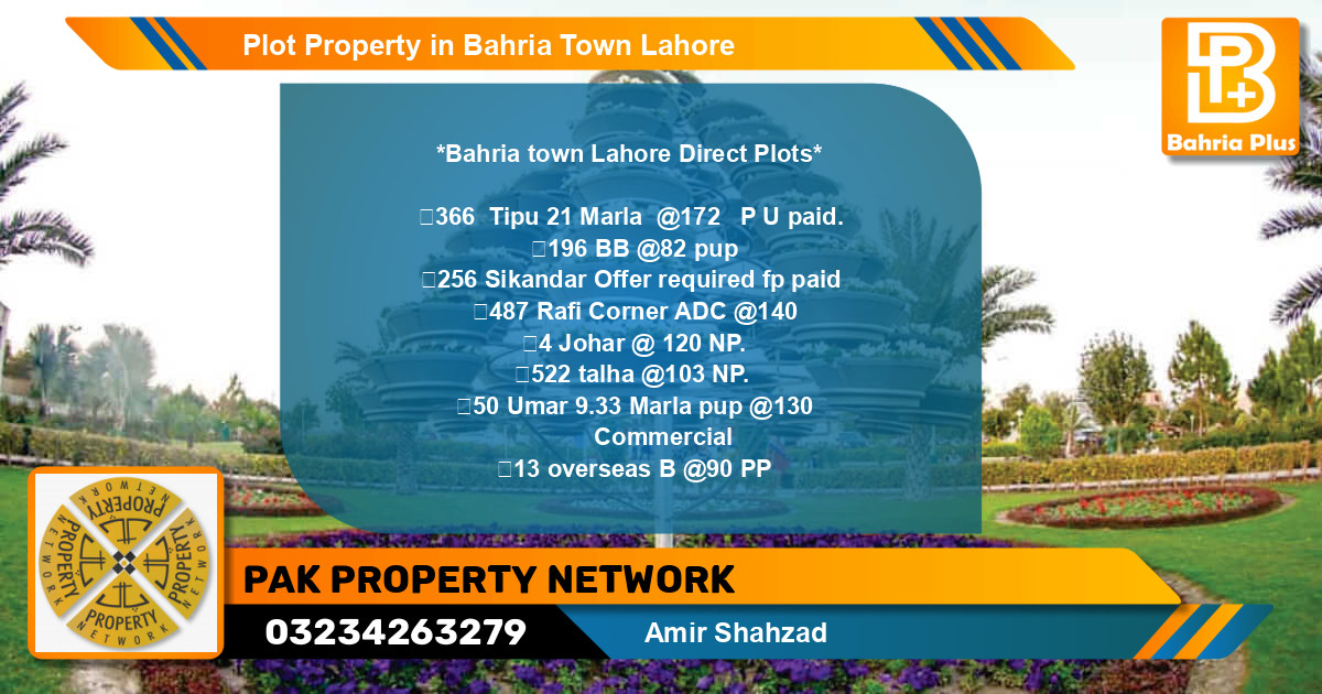 Commercial Plot for Sale in Bahria Town, Lahore - (BP-81685)