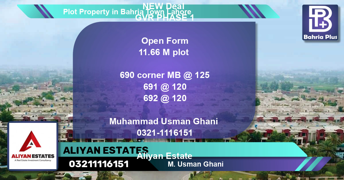 Residential Plot for Sale in Bahria Town, Lahore - (BP-81688)