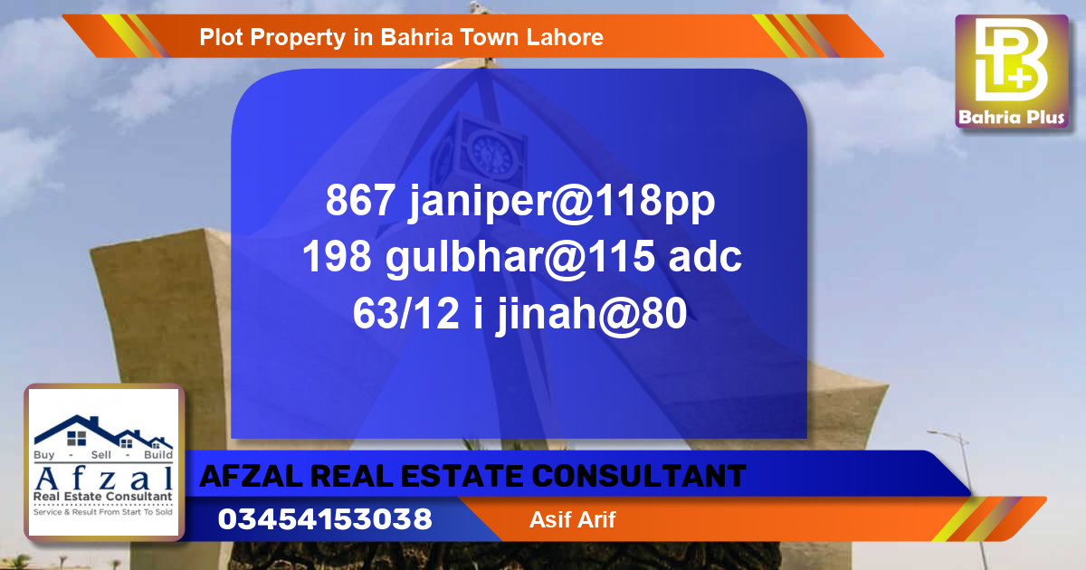 Residential Plot for Sale in Bahria Town, Lahore - (BP-81689)