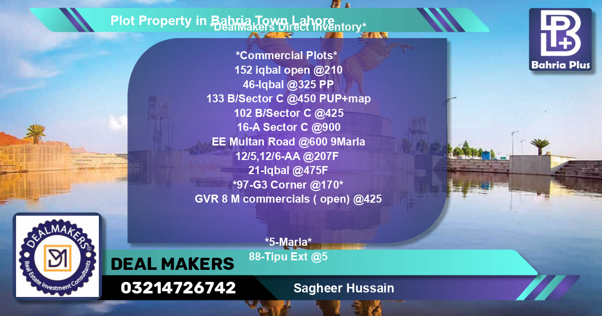 Commercial Plot for Sale in Bahria Town, Lahore - (BP-81706)