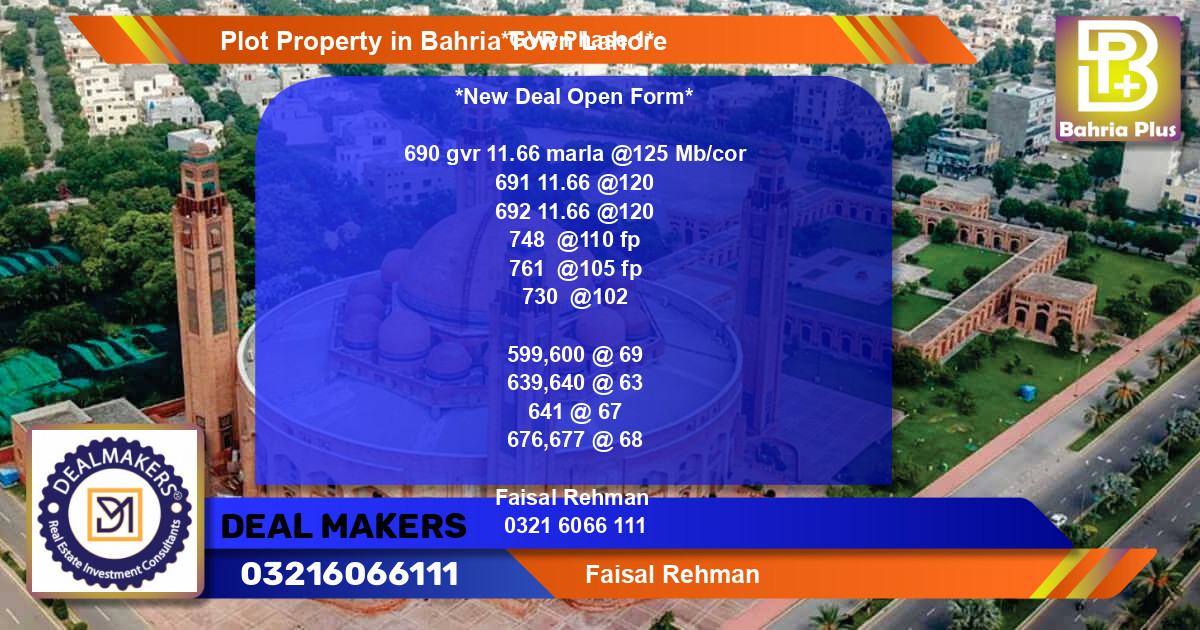Residential Plot for Sale in Bahria Town, Lahore - (BP-81739)
