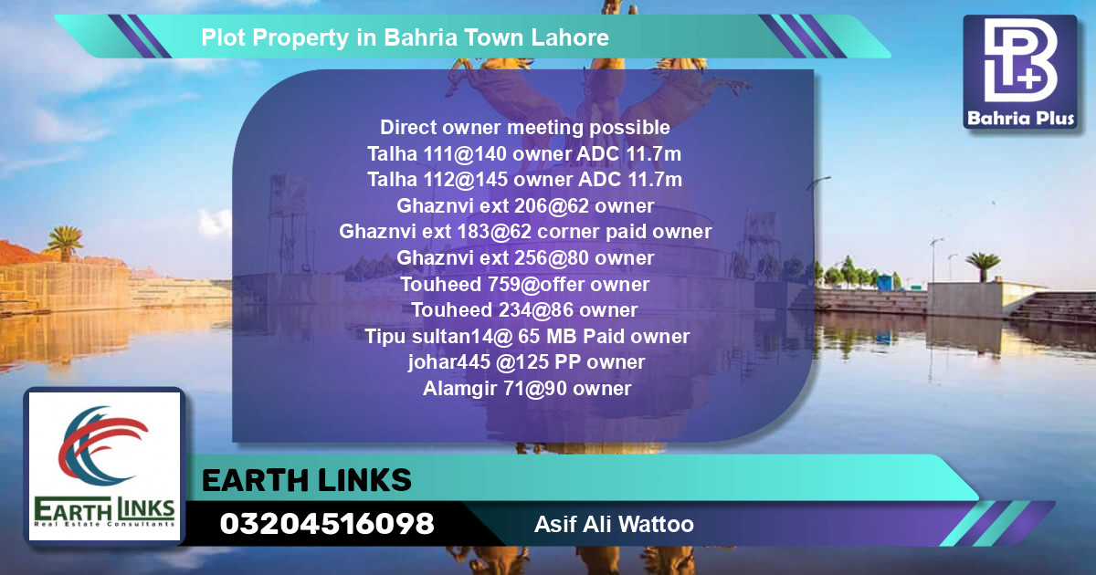Residential Plot for Sale in Bahria Town, Lahore - (BP-81742)
