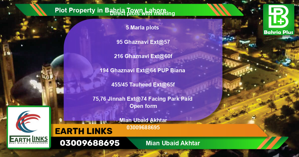 Residential Plot for Sale in Bahria Town, Lahore - (BP-81754)