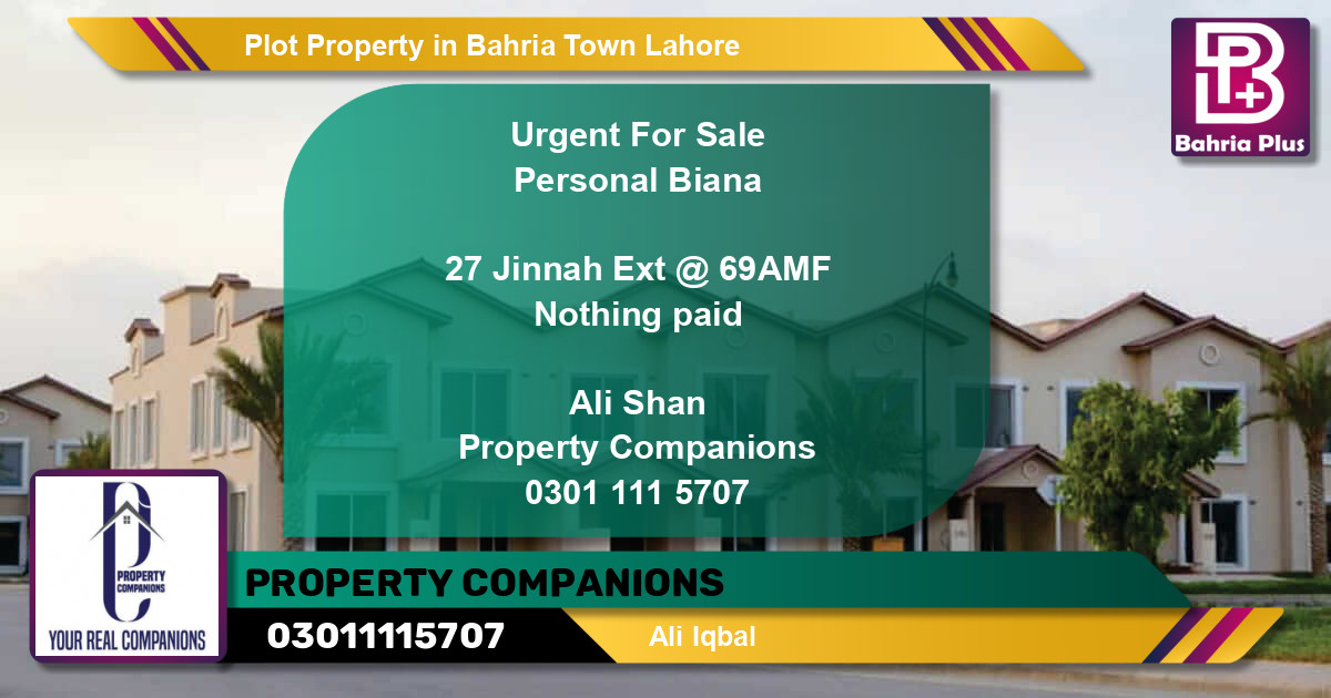 Residential Plot for Sale in Bahria Town, Lahore - (BP-81758)