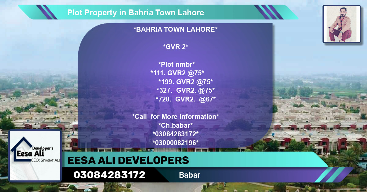 Residential Plot for Sale in Bahria Town, Lahore - (BP-81762)