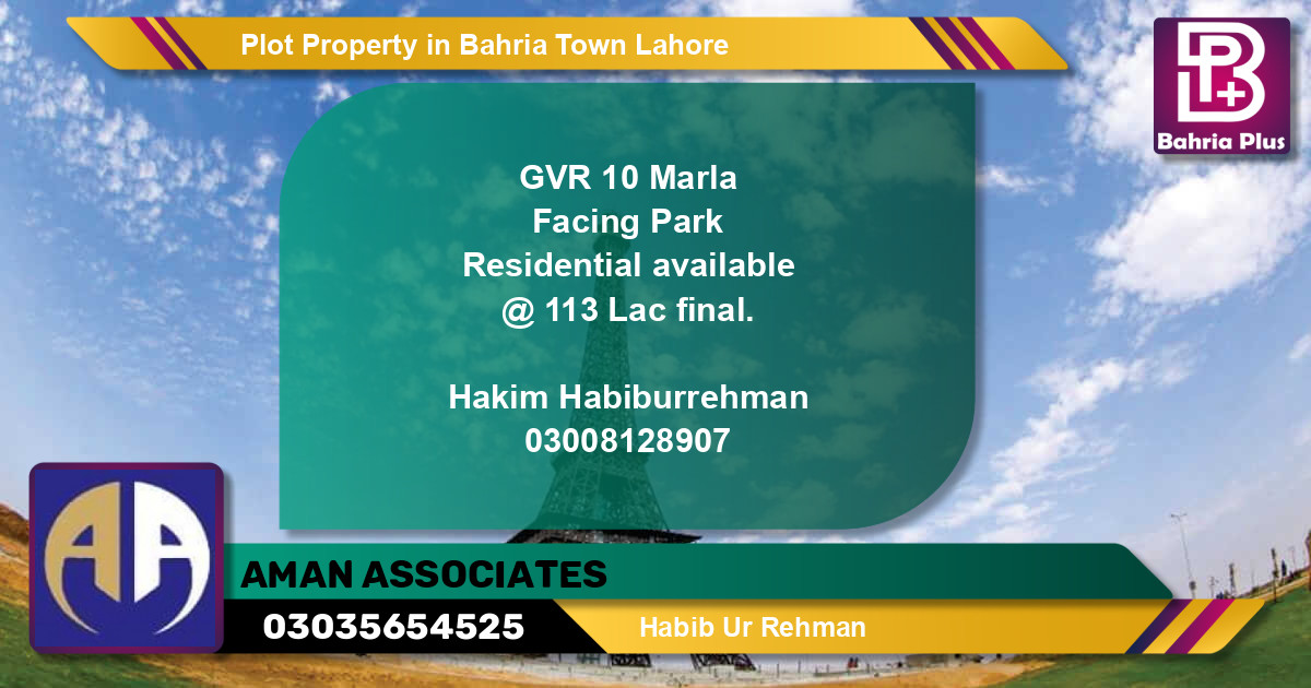 Residential Plot for Sale in Bahria Town, Lahore - (BP-81775)