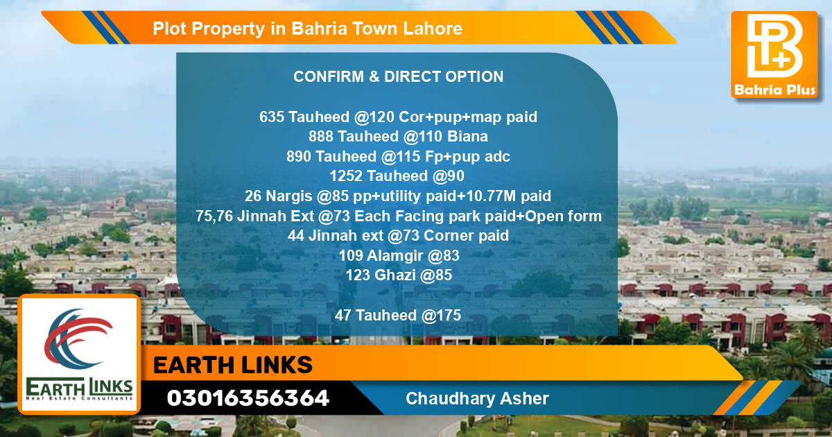 Residential Plot for Sale in Bahria Town, Lahore - (BP-81790)