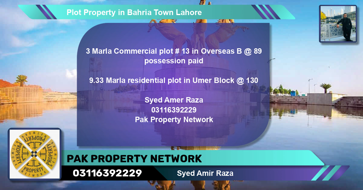 Commercial Plot for Sale in Bahria Town, Lahore - (BP-81794)