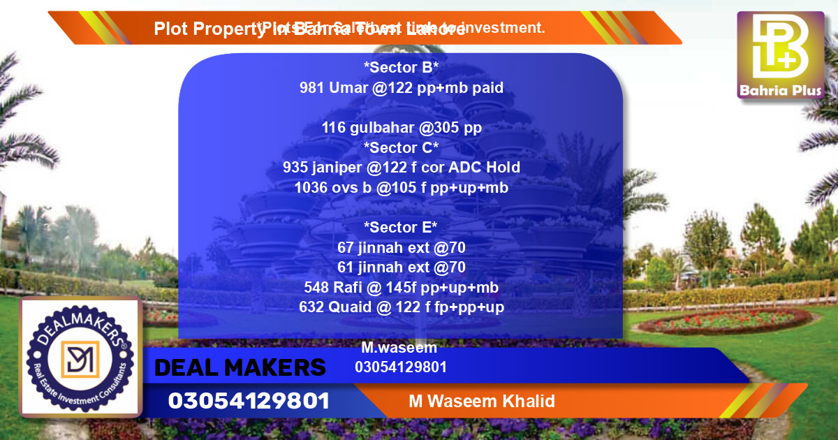 Residential Plot for Sale in Bahria Town, Lahore - (BP-81801)