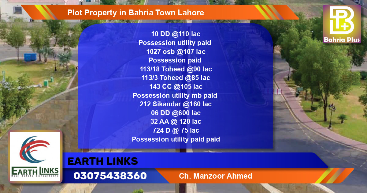 Residential Plot for Sale in Bahria Town, Lahore - (BP-81804)