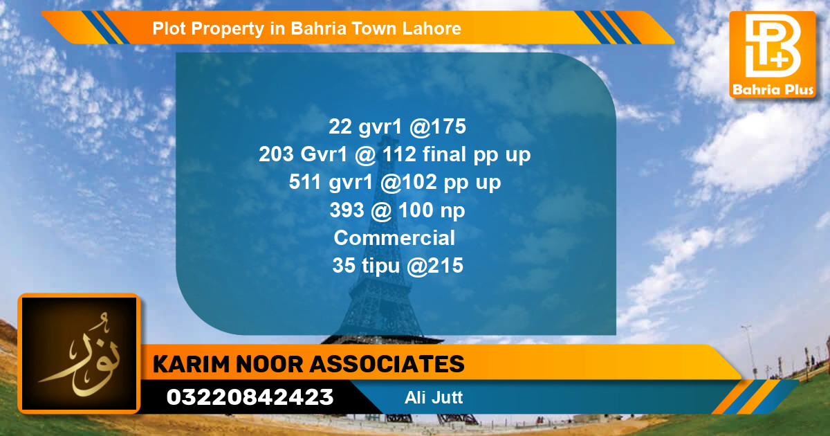 Commercial Plot for Sale in Bahria Town, Lahore - (BP-81805)