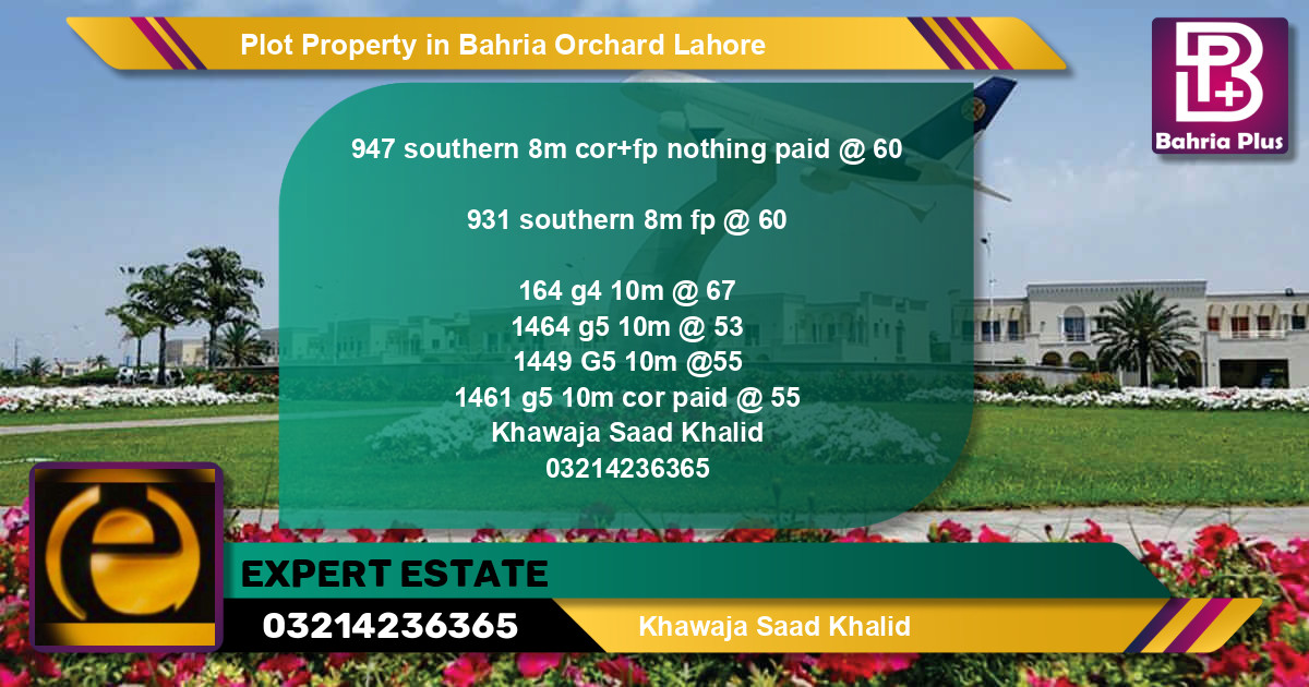 Residential Plot for Sale in Bahria Orchard, Lahore - (BP-81811)