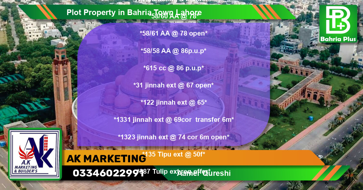 Residential Plot for Sale in Bahria Town, Lahore - (BP-81834)