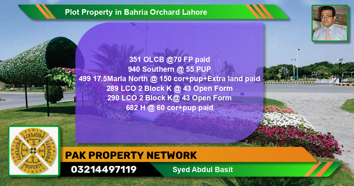 Residential Plot for Sale in Bahria Orchard, Lahore - (BP-81838)