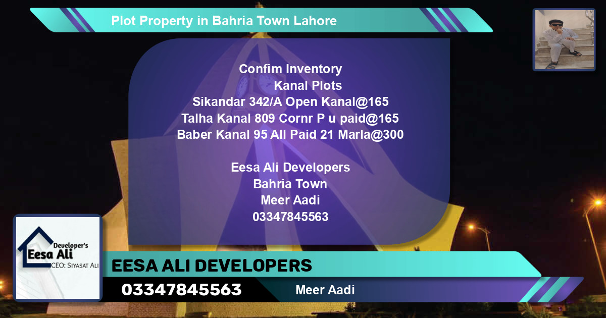 Residential Plot for Sale in Bahria Town, Lahore - (BP-81878)