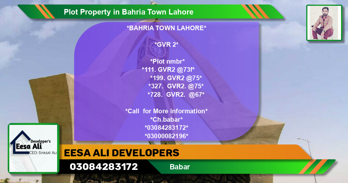Residential Plot for Sale in Bahria Town, Lahore - (BP-81884)