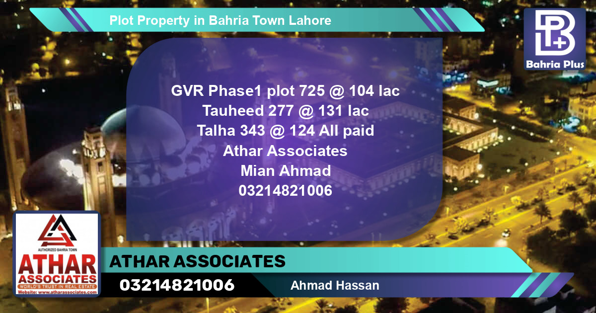 Residential Plot for Sale in Bahria Town, Lahore - (BP-81897)