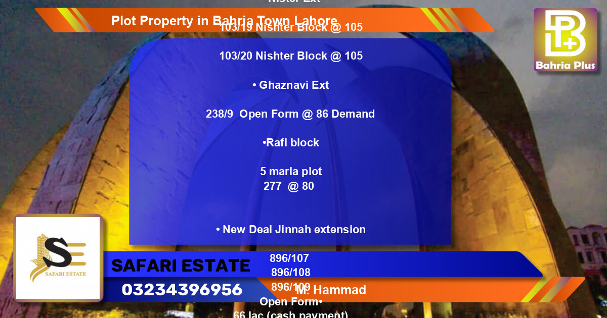 Residential Plot for Sale in Bahria Town, Lahore - (BP-81909)
