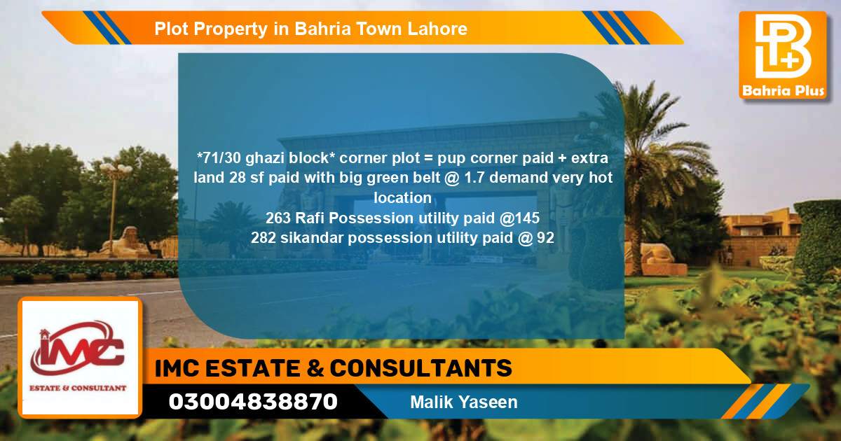 Residential Plot for Sale in Bahria Town, Lahore - (BP-81918)
