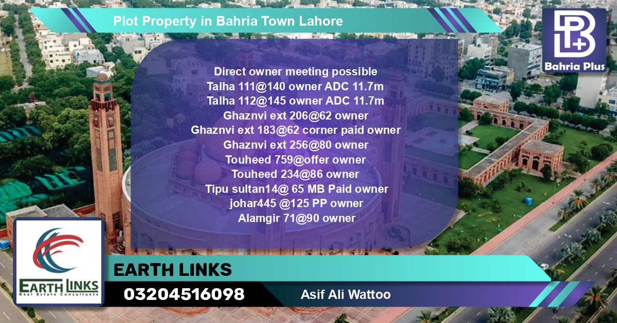 Residential Plot for Sale in Bahria Town, Lahore - (BP-81926)