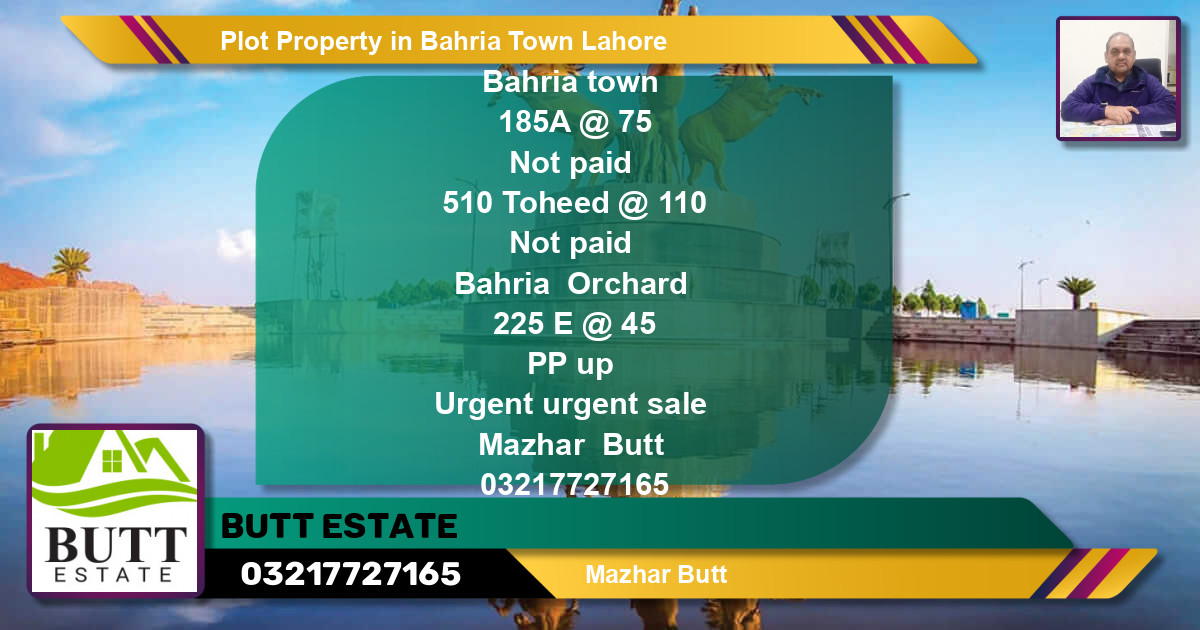 Residential Plot for Sale in Bahria Town, Lahore - (BP-81930)