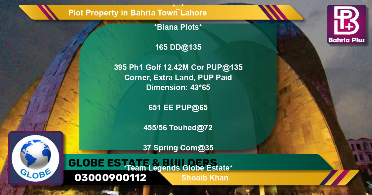 Residential Plot for Sale in Bahria Town, Lahore - (BP-81933)