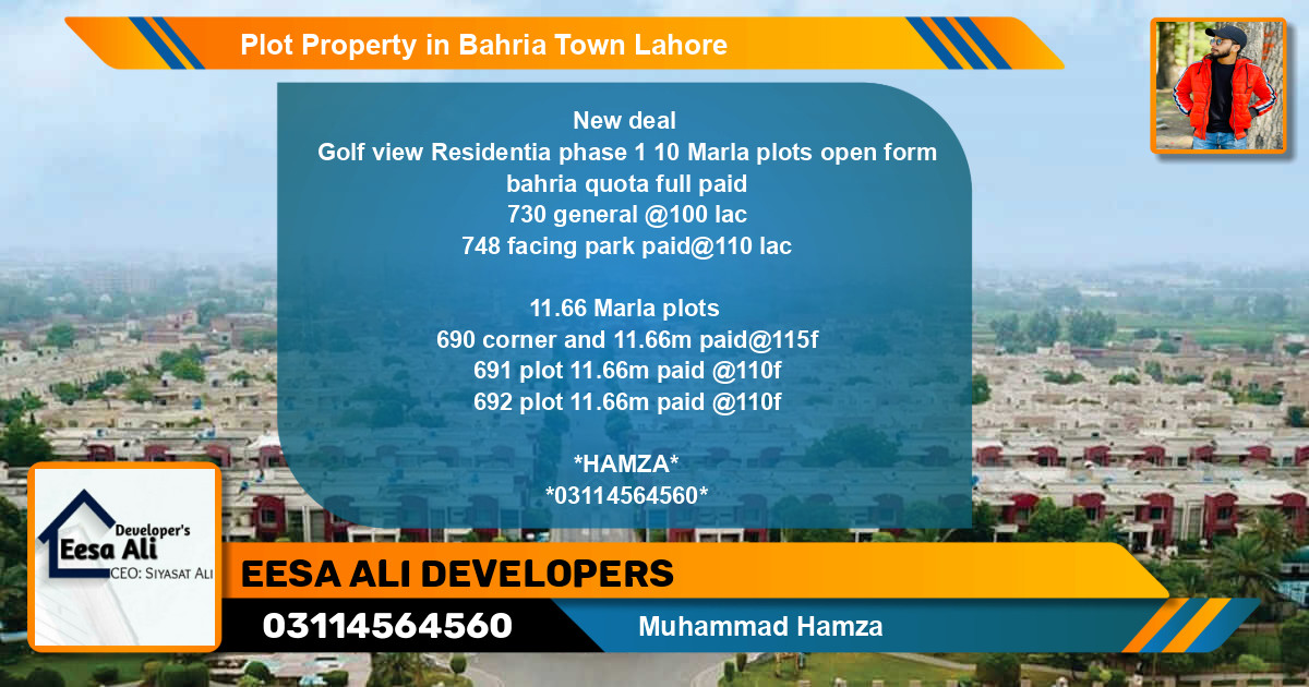 Residential Plot for Sale in Bahria Town, Lahore - (BP-81934)