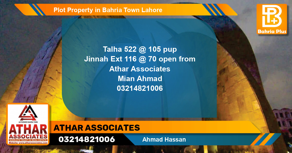 Residential Plot for Sale in Bahria Town, Lahore - (BP-81947)