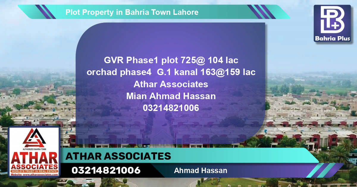Residential Plot for Sale in Bahria Town, Lahore - (BP-81950)