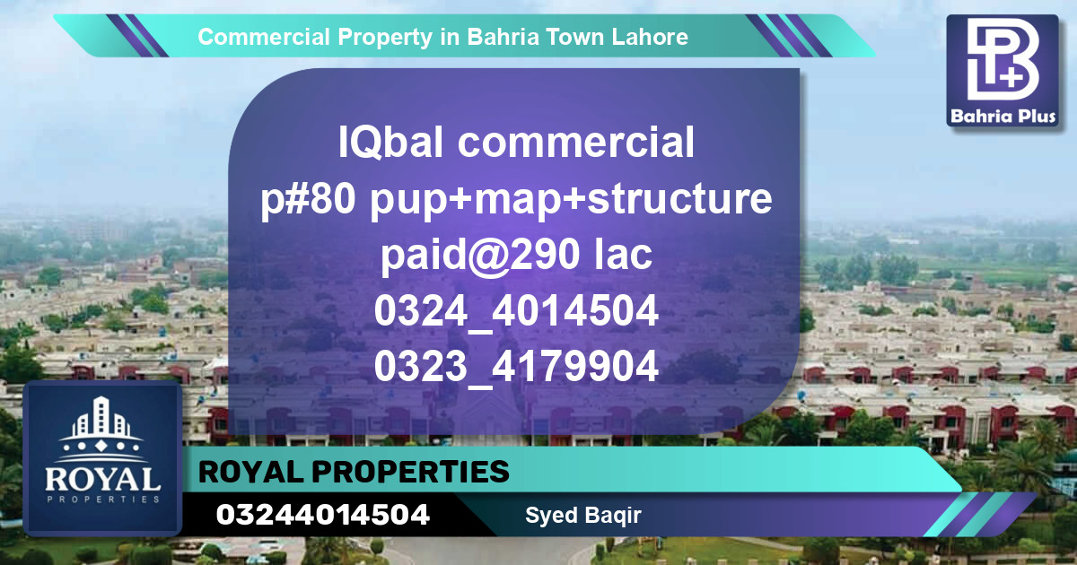 Commercial Property for Sale in Bahria Town, Lahore - (BP-81983)