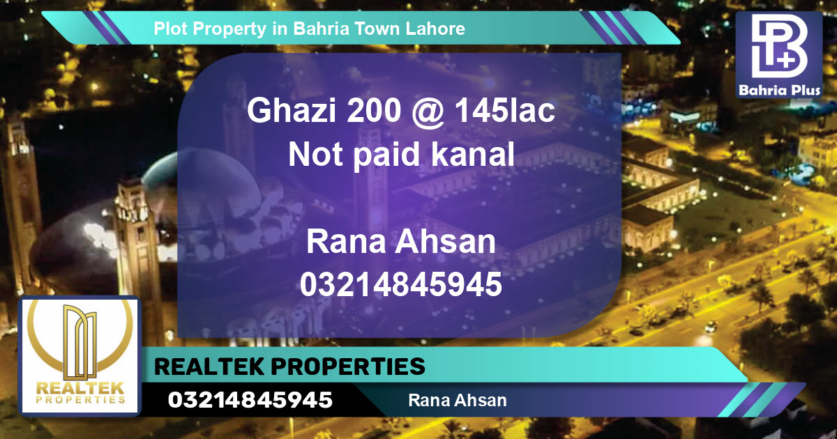 Residential Plot for Sale in Bahria Town, Lahore - (BP-81994)