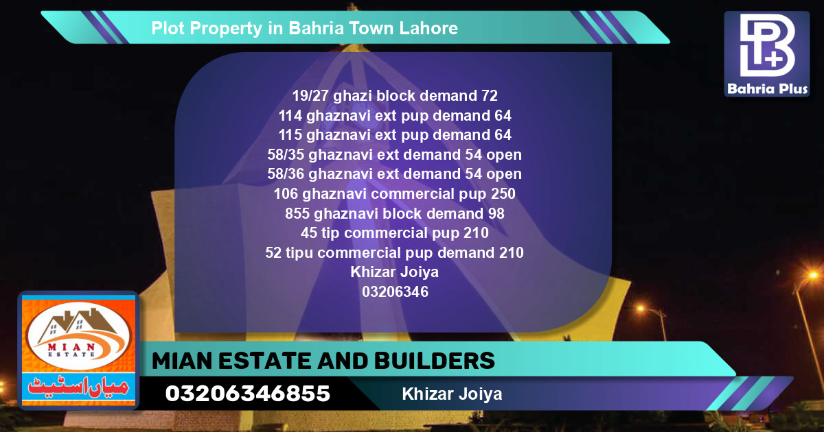 Commercial Plot for Sale in Bahria Town, Lahore - (BP-82002)