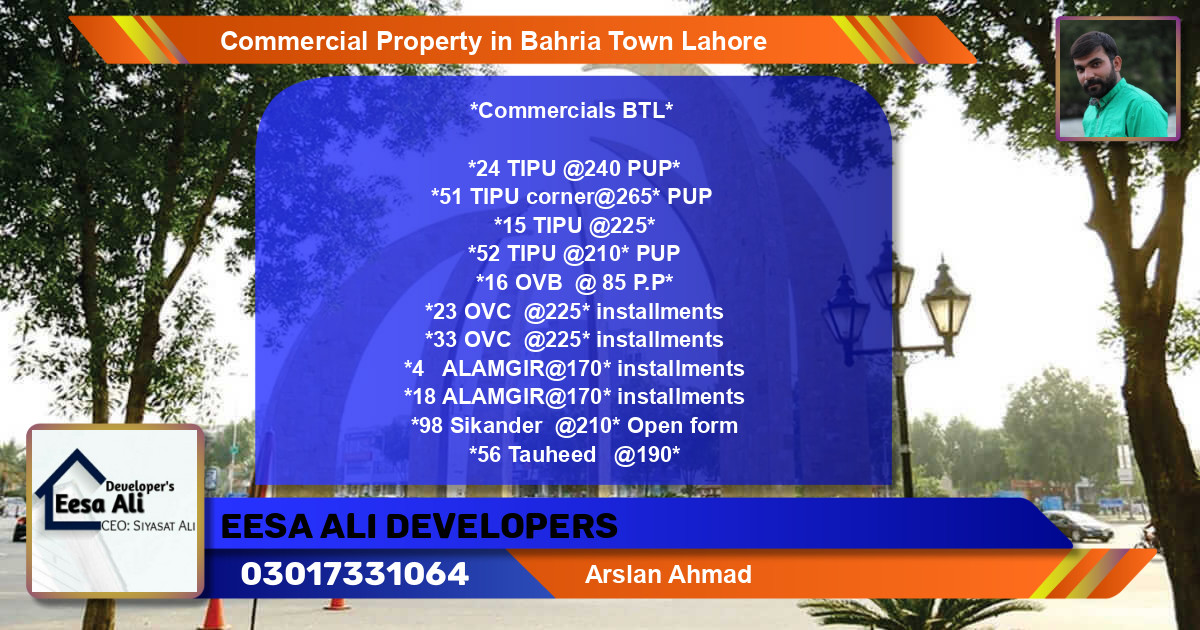 Commercial Property for Sale in Bahria Town, Lahore - (BP-82008)