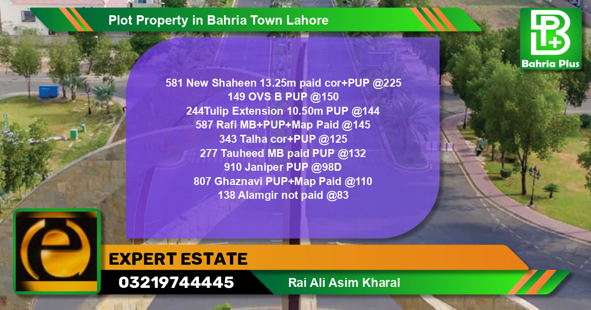 Residential Plot for Sale in Sector B - New Shaheen Block - Bahria Town, Lahore - (BP-82020)