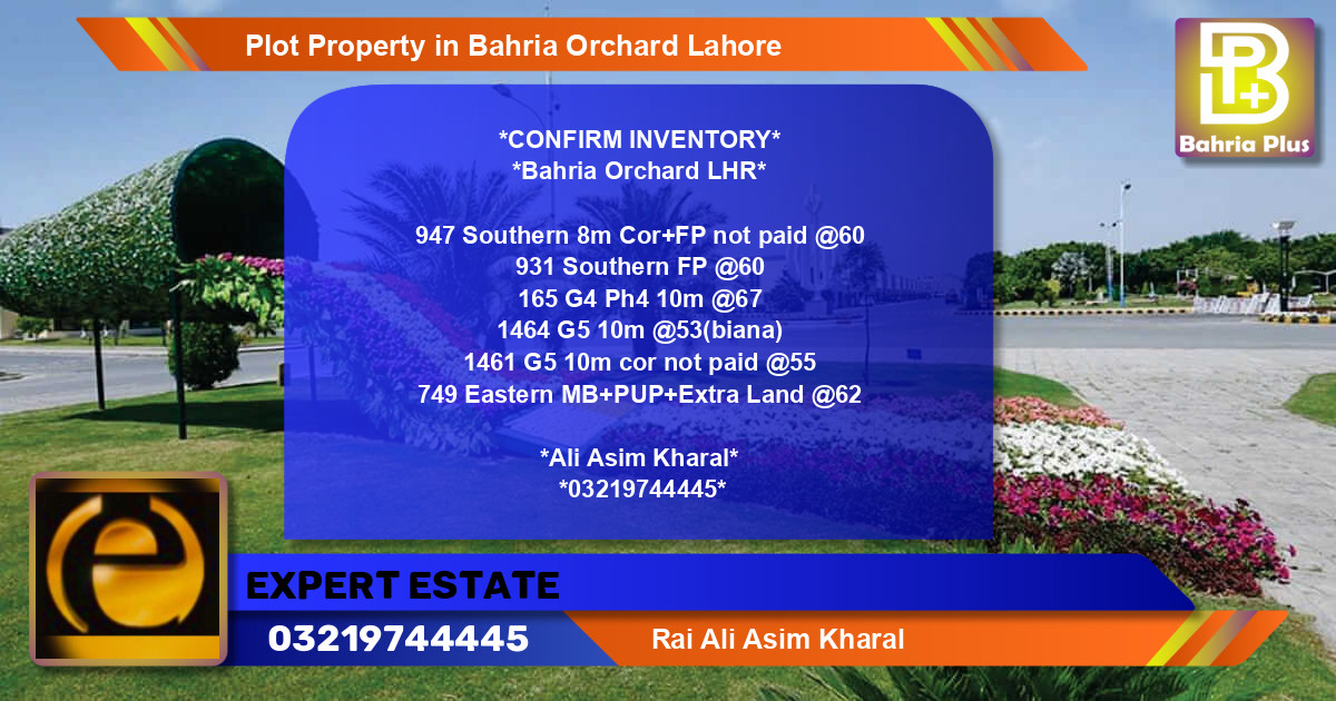 Residential Plot for Sale in Phase 1 - Southern District -  Bahria Orchard, Lahore - (BP-82024)