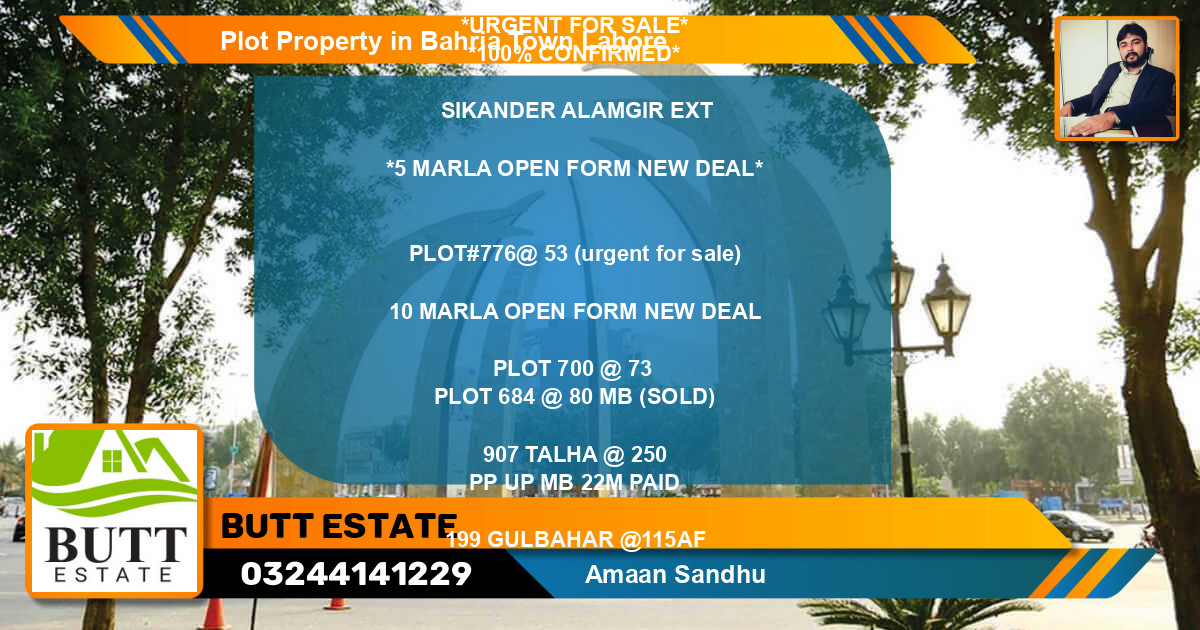 Residential Plot for Sale in Bahria Town, Lahore - (BP-82061)