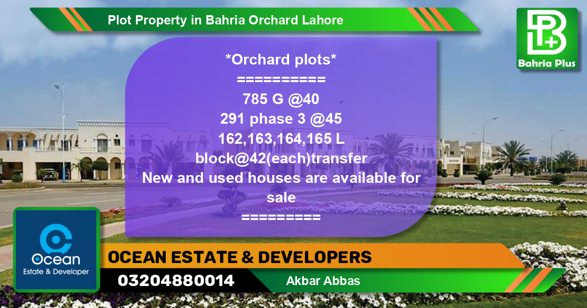 Residential Plot for Sale in Bahria Orchard, Lahore - (BP-82066)