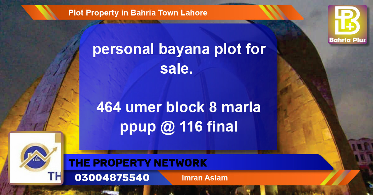 Residential Plot for Sale in Bahria Town, Lahore - (BP-82082)