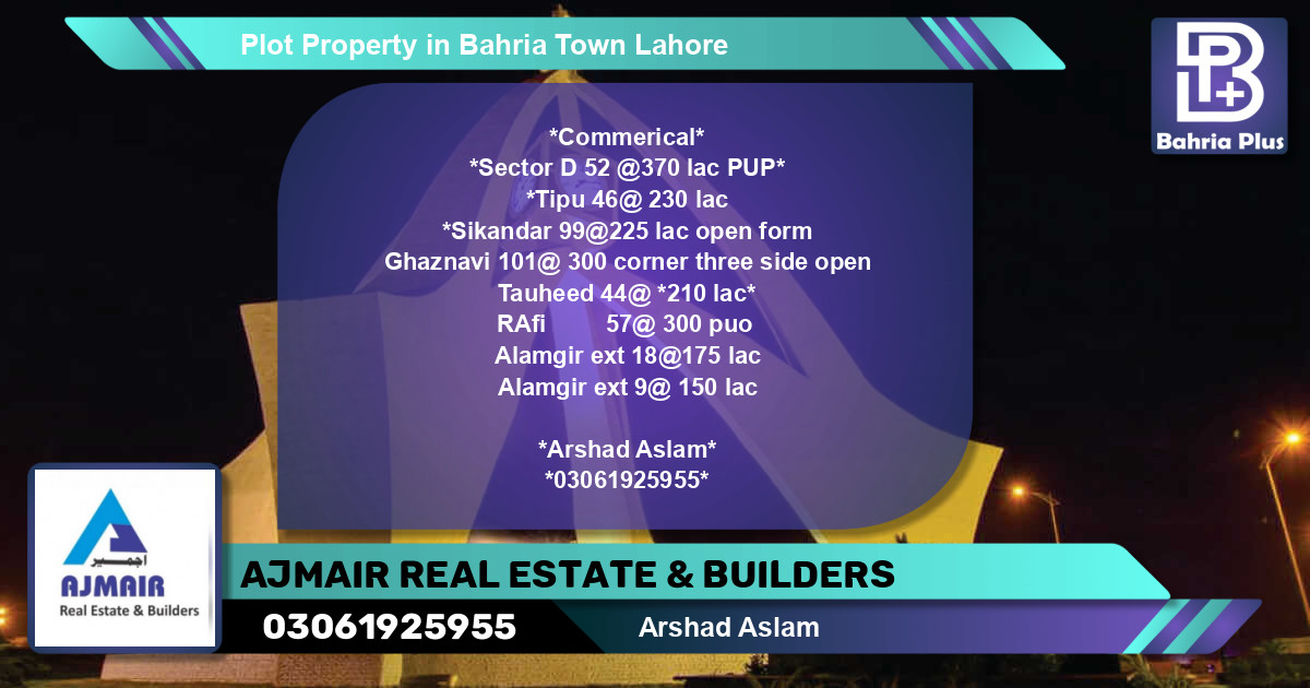 Residential Plot for Sale in Bahria Town, Lahore - (BP-82083)