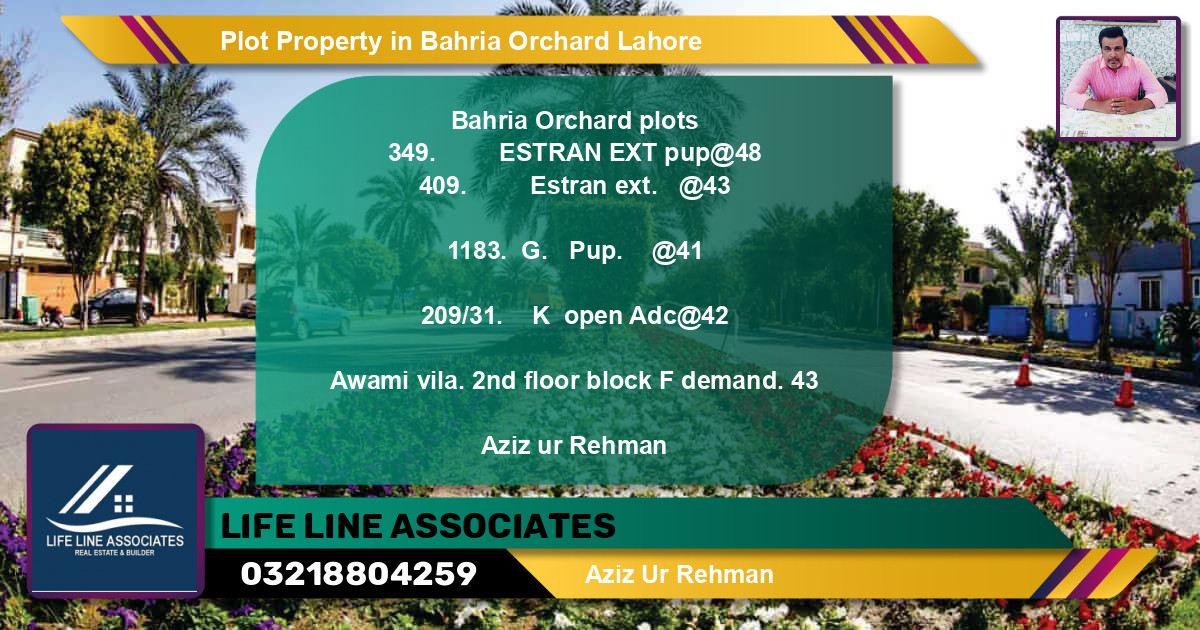 Residential Plot for Sale in Bahria Orchard, Lahore - (BP-82086)