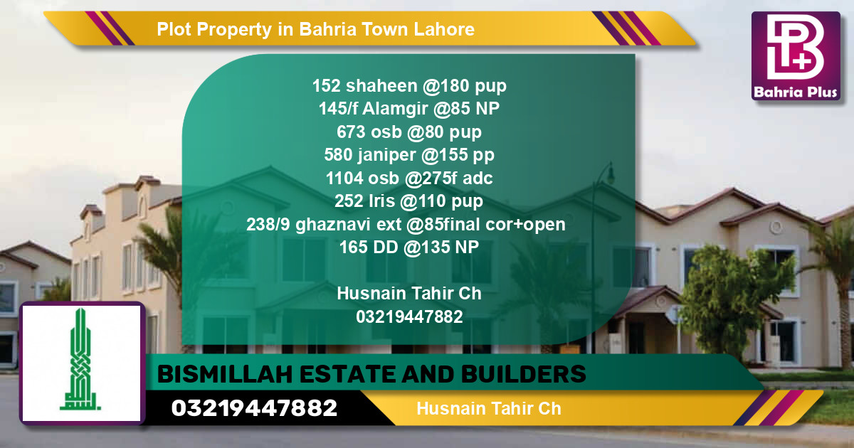 Residential Plot for Sale in Bahria Town, Lahore - (BP-82087)