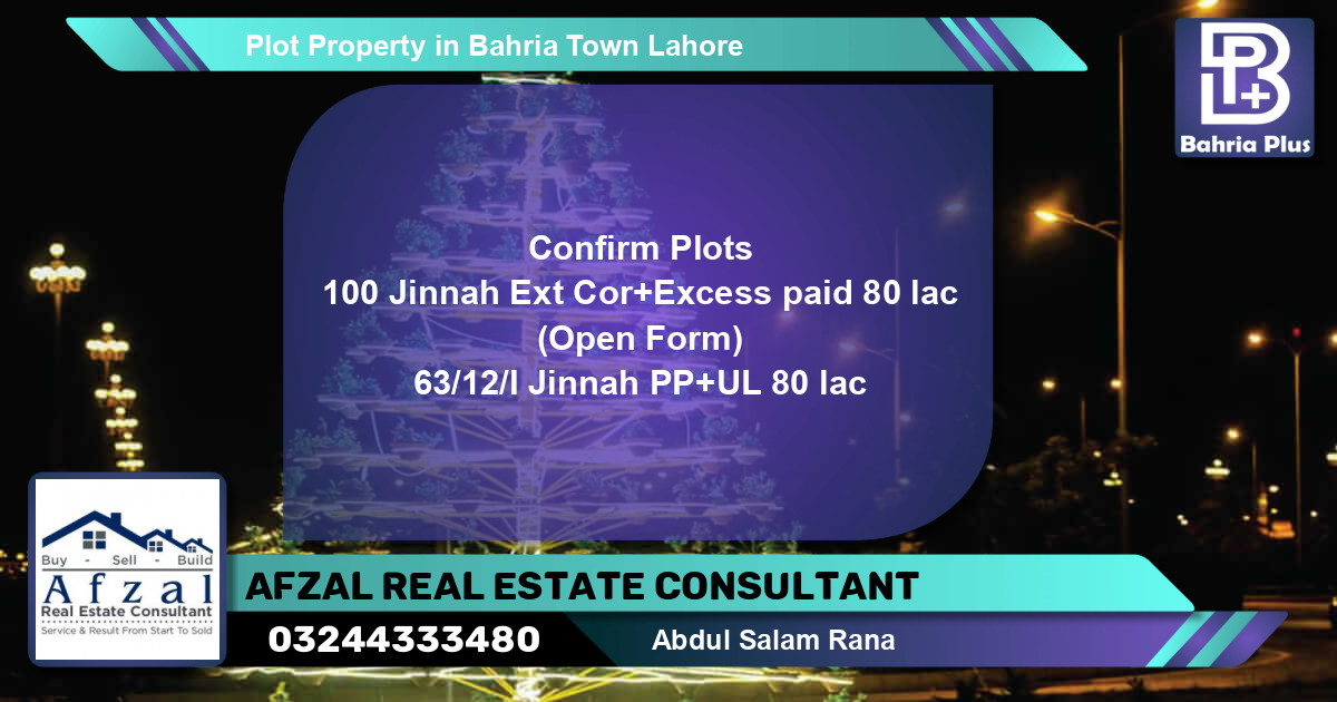 Residential Plot for Sale in Bahria Town, Lahore - (BP-82088)