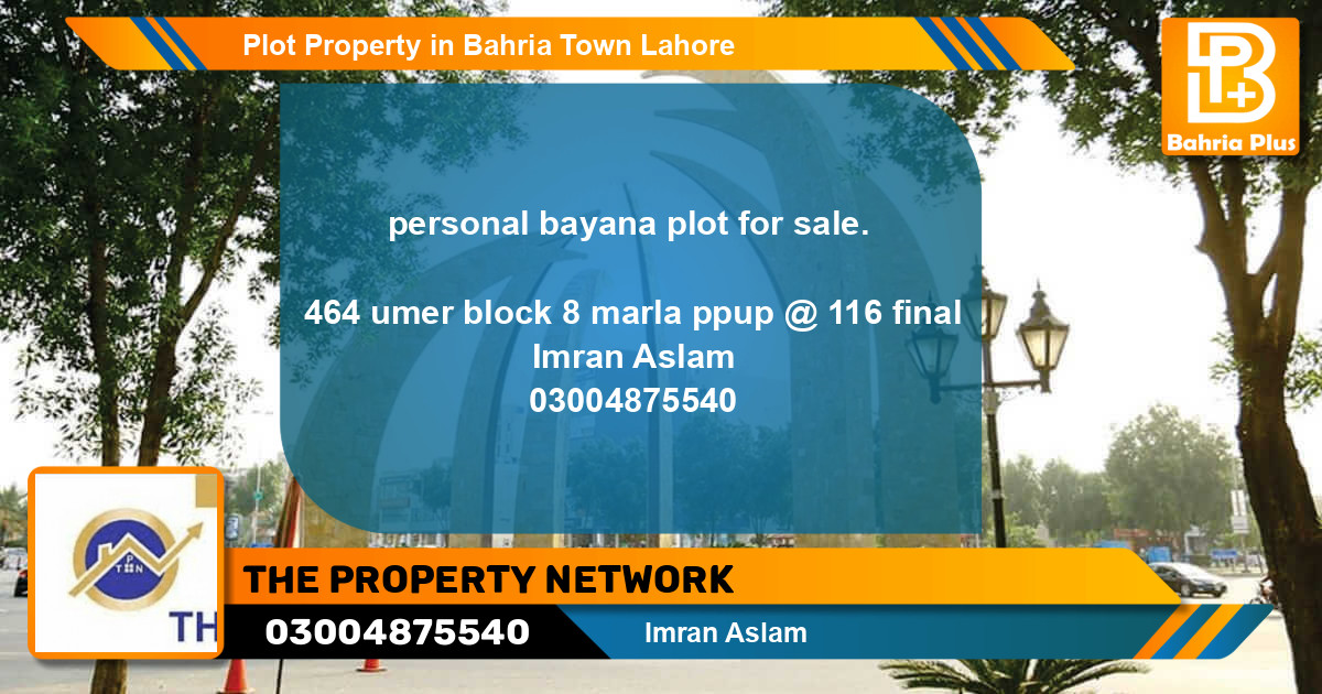 Residential Plot for Sale in Bahria Town, Lahore - (BP-82113)