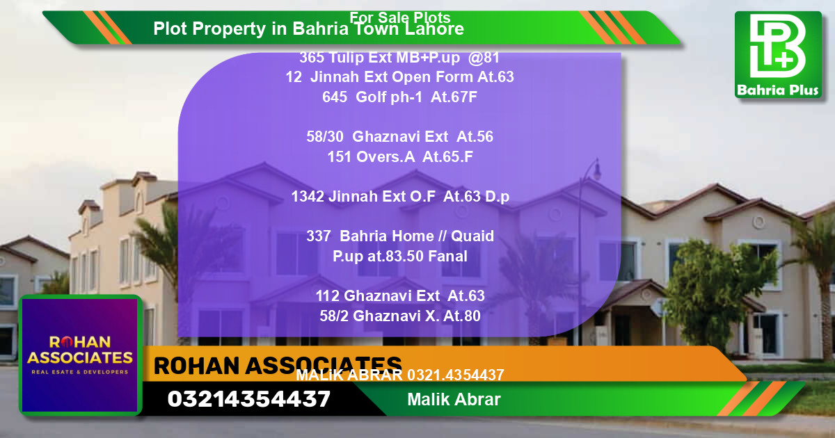 Residential Plot for Sale in Bahria Town, Lahore - (BP-82139)