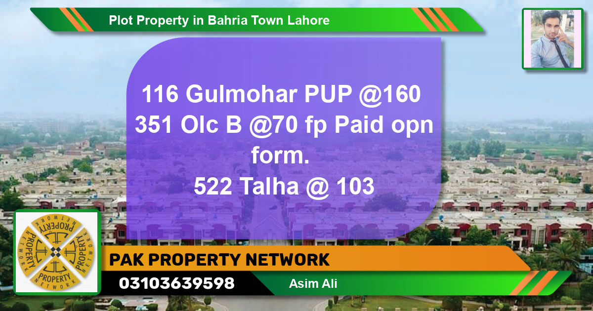 Residential Plot for Sale in Bahria Town, Lahore - (BP-82181)