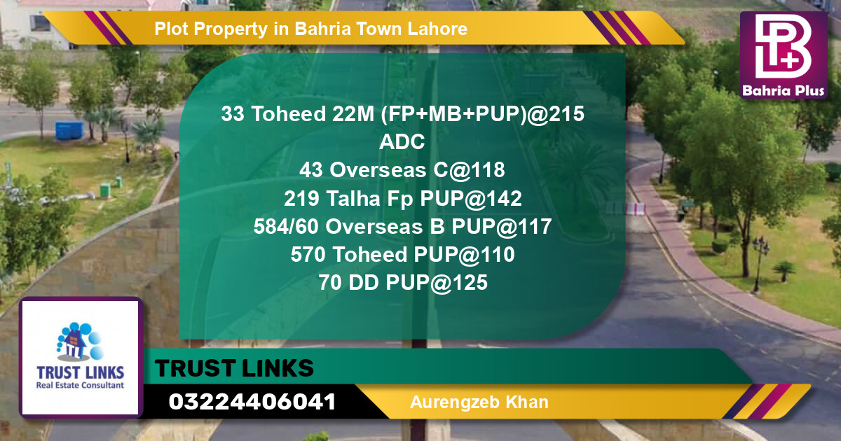 Residential Plot for Sale in Bahria Town, Lahore - (BP-82184)