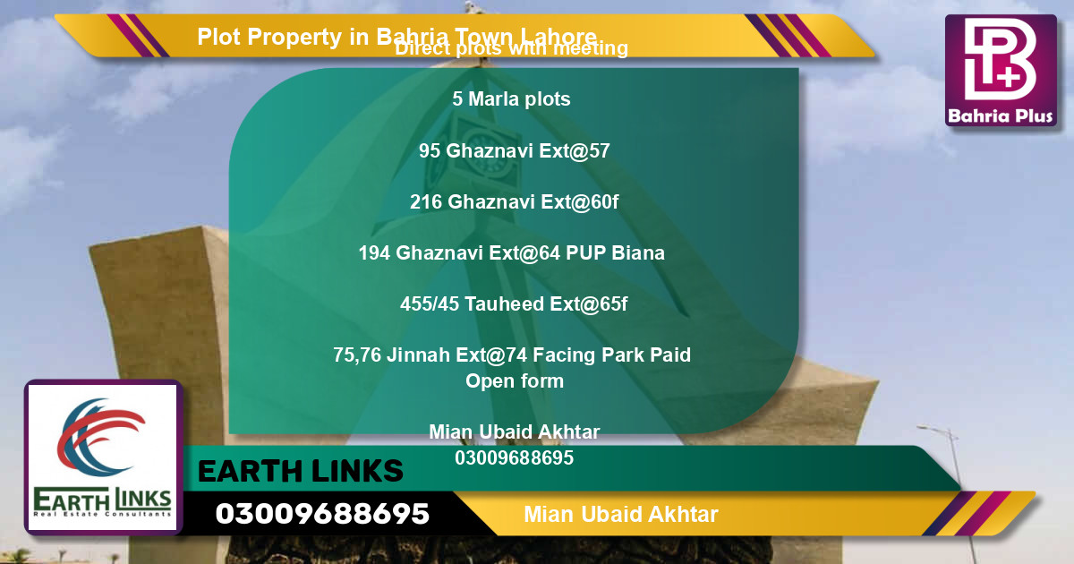 Residential Plot for Sale in Bahria Town, Lahore - (BP-82186)