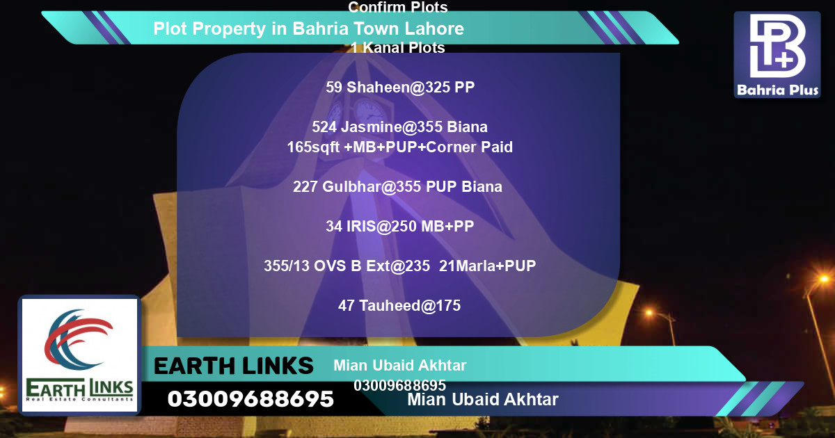 Residential Plot for Sale in Bahria Town, Lahore - (BP-82187)