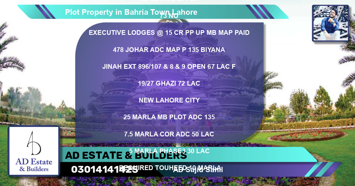 Residential Plot for Sale in Bahria Town, Lahore - (BP-82193)